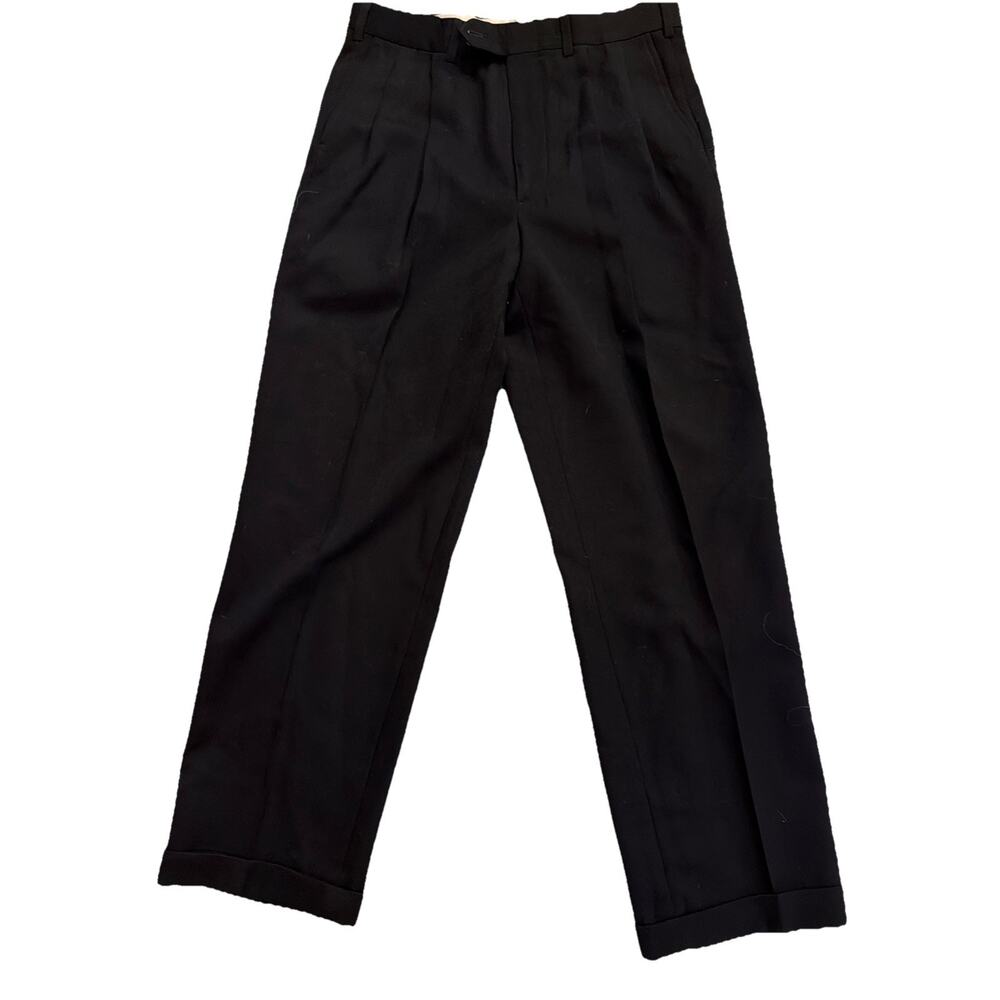 Christopher Hayes Dress Pants Mens 32x30 Black RN 24117 Wool Gabardine USA